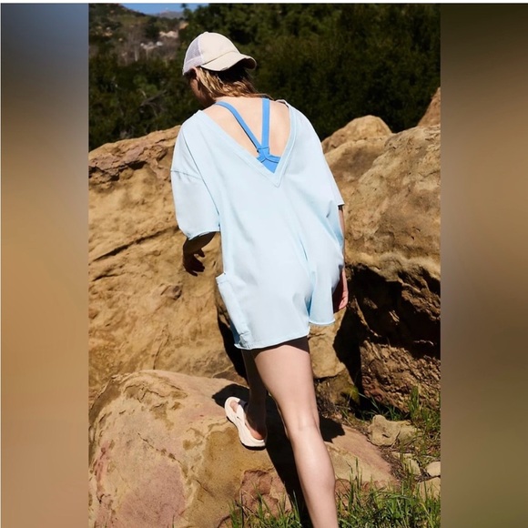 FREE PEOPLE MOVEMENT Hot Shot Tee Romper in Steel Onesie NWT Medium - Picture 2 of 10